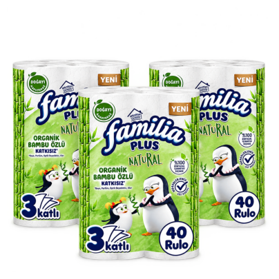 FAMİLİA TUVALET KAĞIDI NATURAL 40 RULO (3'LÜ PAKET)
