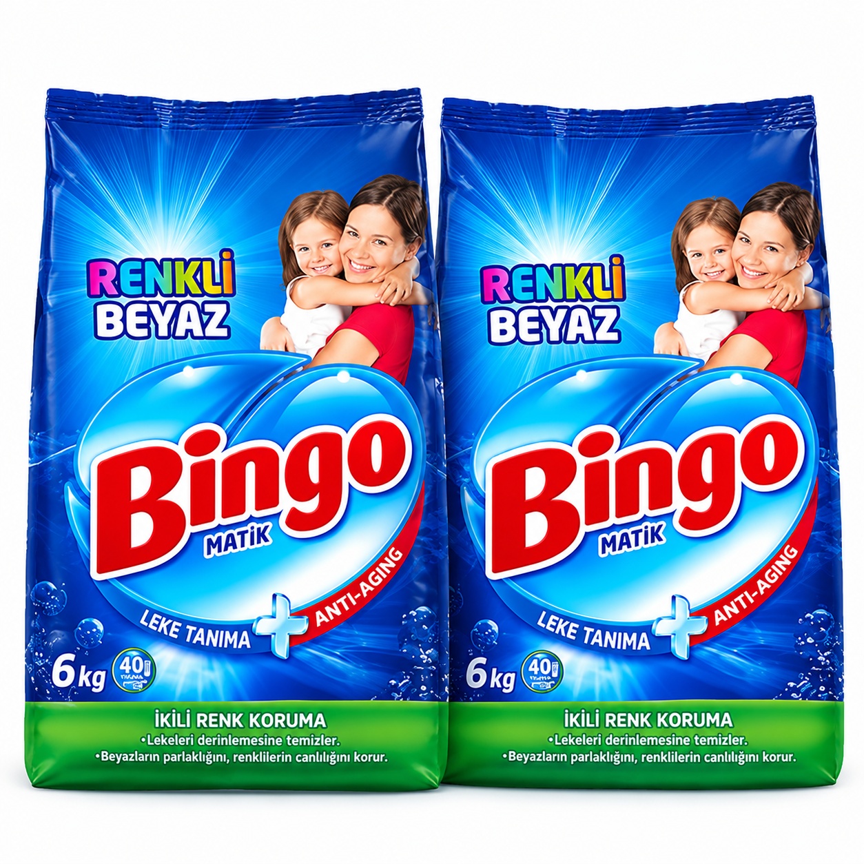 BİNGO MATİK TOZ DETERJAN RENKLİLER VE BEYAZLAR 6KG (2'Lİ PAKET)